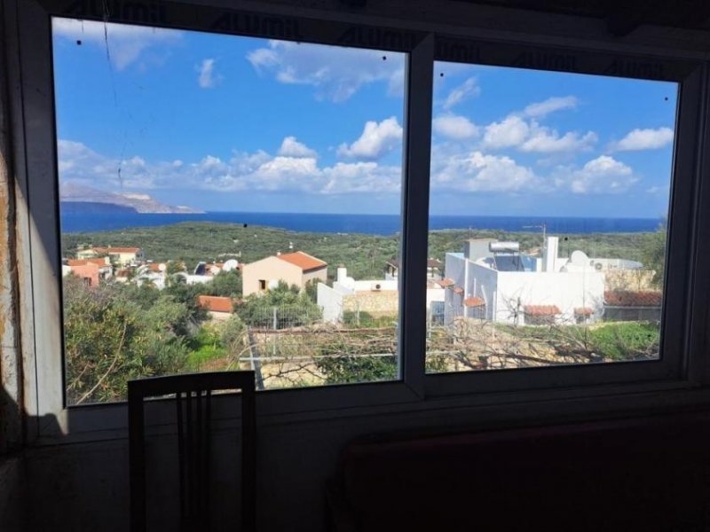 Plaka bei Chania Kreta: Freistehendes Haus mit Meerblick in Plaka zu verkaufen - zur Renovierung Haus kaufen